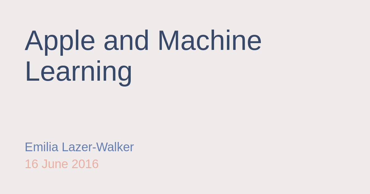 Apple and Machine Learning
